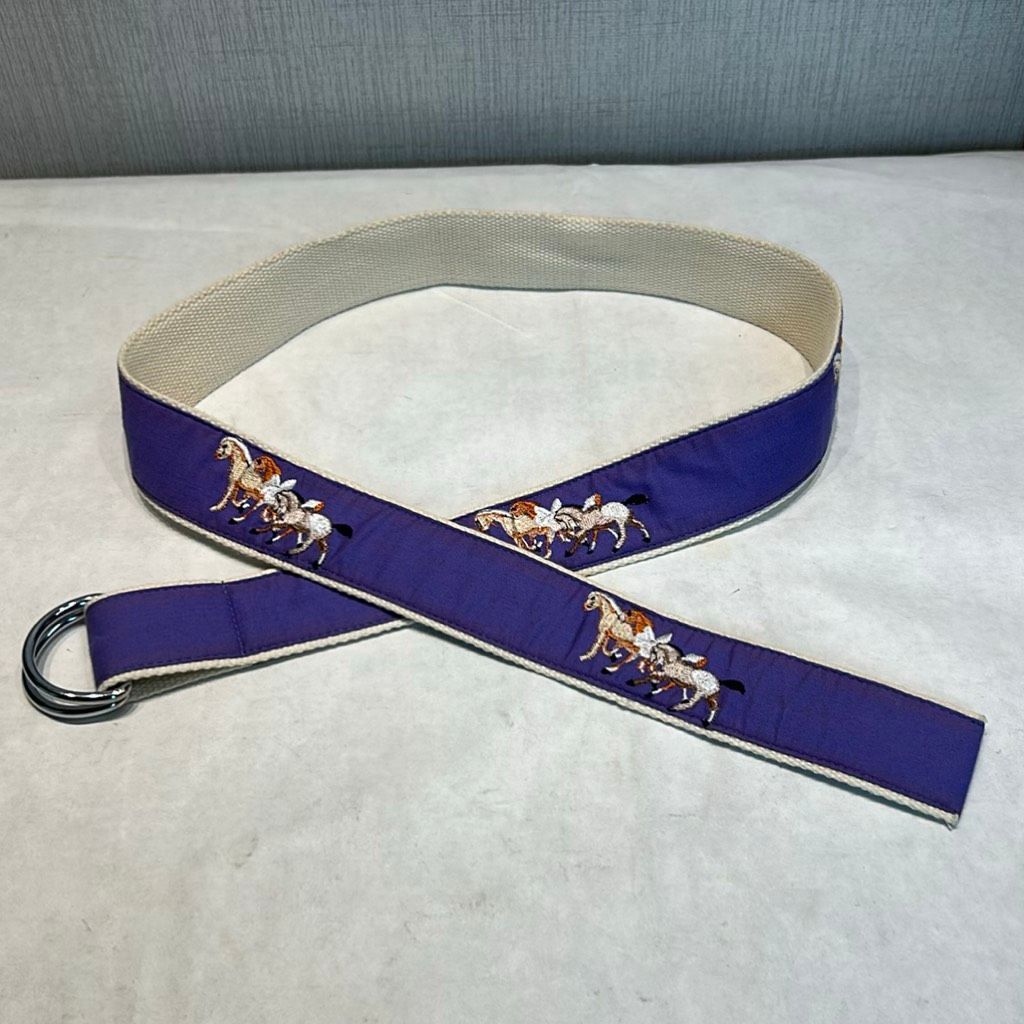 Lucky Brand Embroidered Belt Decorative Stitching Blue Medium 41